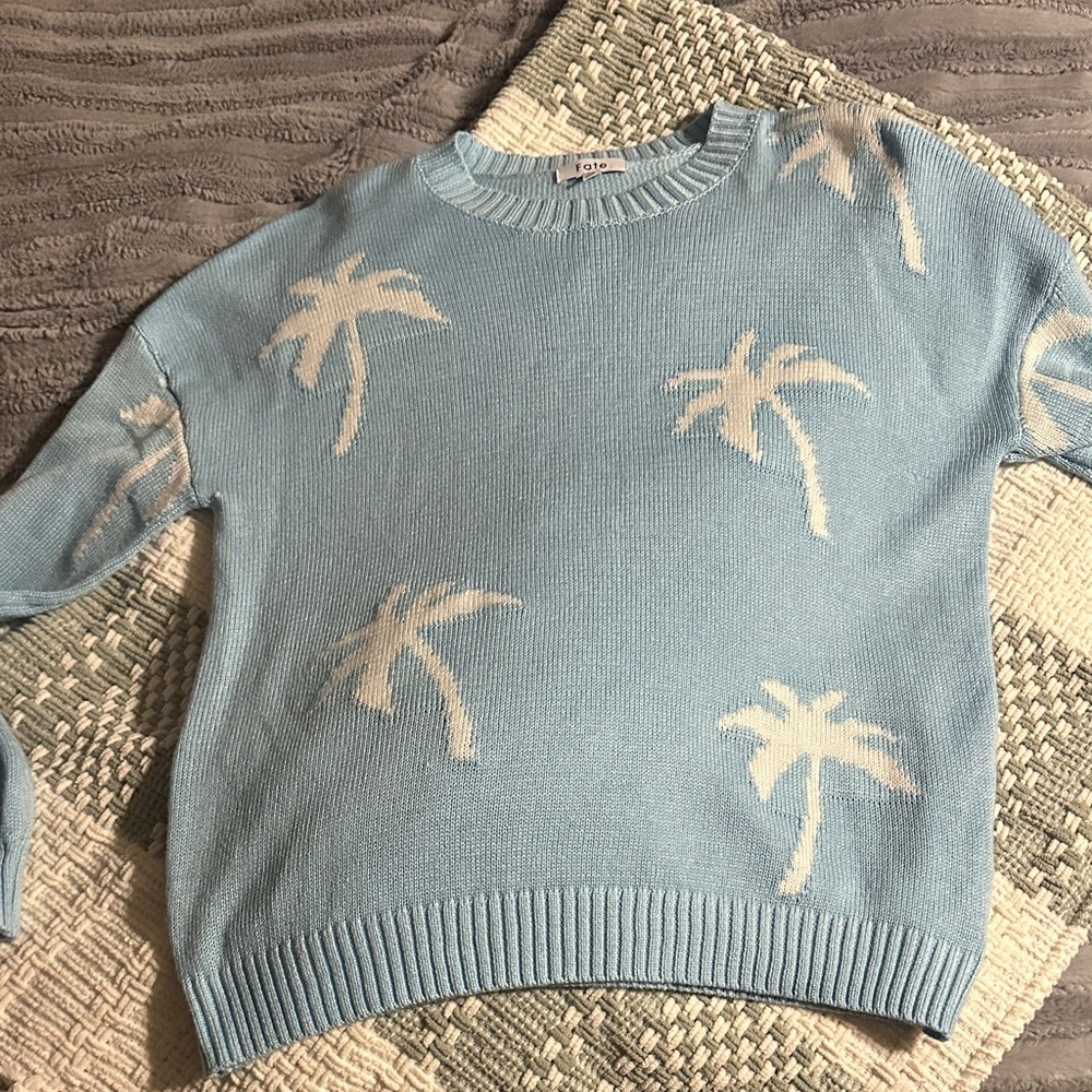 Fate Blue Palm Tree Sweater